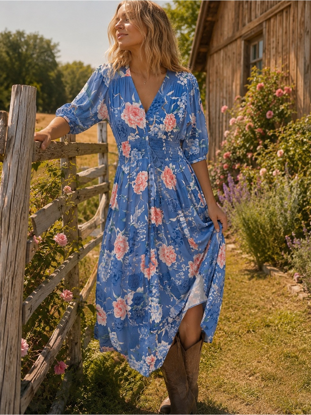 JASSE ‘Handsewn in the Shed’ Floral Summer Dress Small Festival